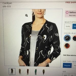 Printed Slub Knit Duster Black Swan Sz Large Petite